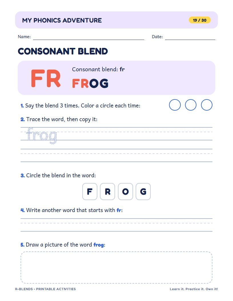 Blend FR page with the word FROG
